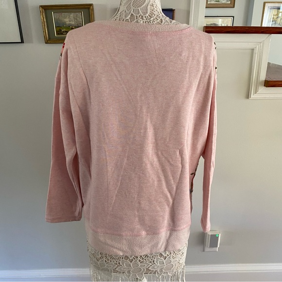 SUNDANCE Pink Floral Embroidered Crewneck Sweatshirt M - Picture 4 of 6